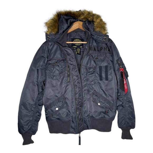 Alpha Industries CWU 45/P Hood 50th Anniversary Blue Flyer Flight Jacket - Picture 1 of 15